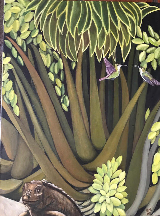 LA IGUANA Y LOS COLIBRÍES
